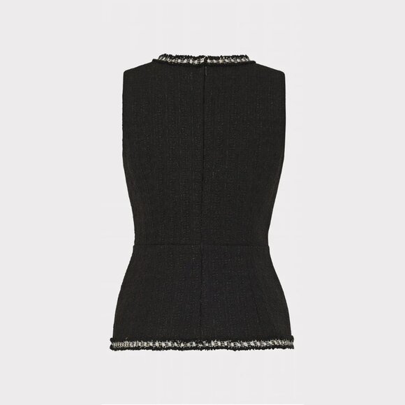 NEW Milly - Size Large Women's Nette Boucle Tweed Top - Black - Picture 4 of 4